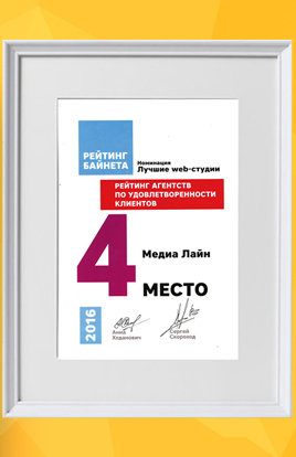 В первом рейтинге агентств по удовлетворённости клиентов наша компания заняла 4-ое место среди веб-студий Беларуси!
